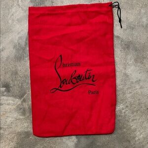 Authentic Christian Louboutin Red Drawstring Dust Bag with Black Logo